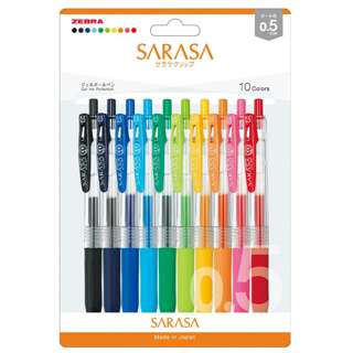 Zebra Sarasa Clip Gel Pen 0.5mm 10 Colour Set JJ15-10C-N