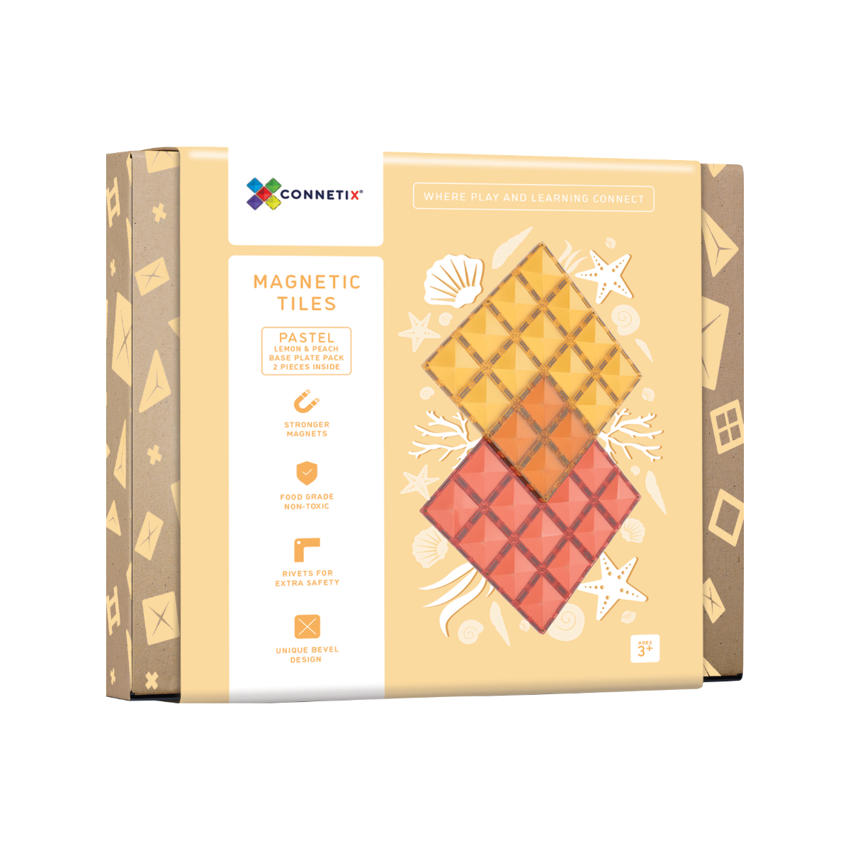 Connetix Base Plate Lemon & Peach Pack - Pastel (2 Piece) Connetix Base Plate Lemon & Peach Pack - Pastel (2 Piece)