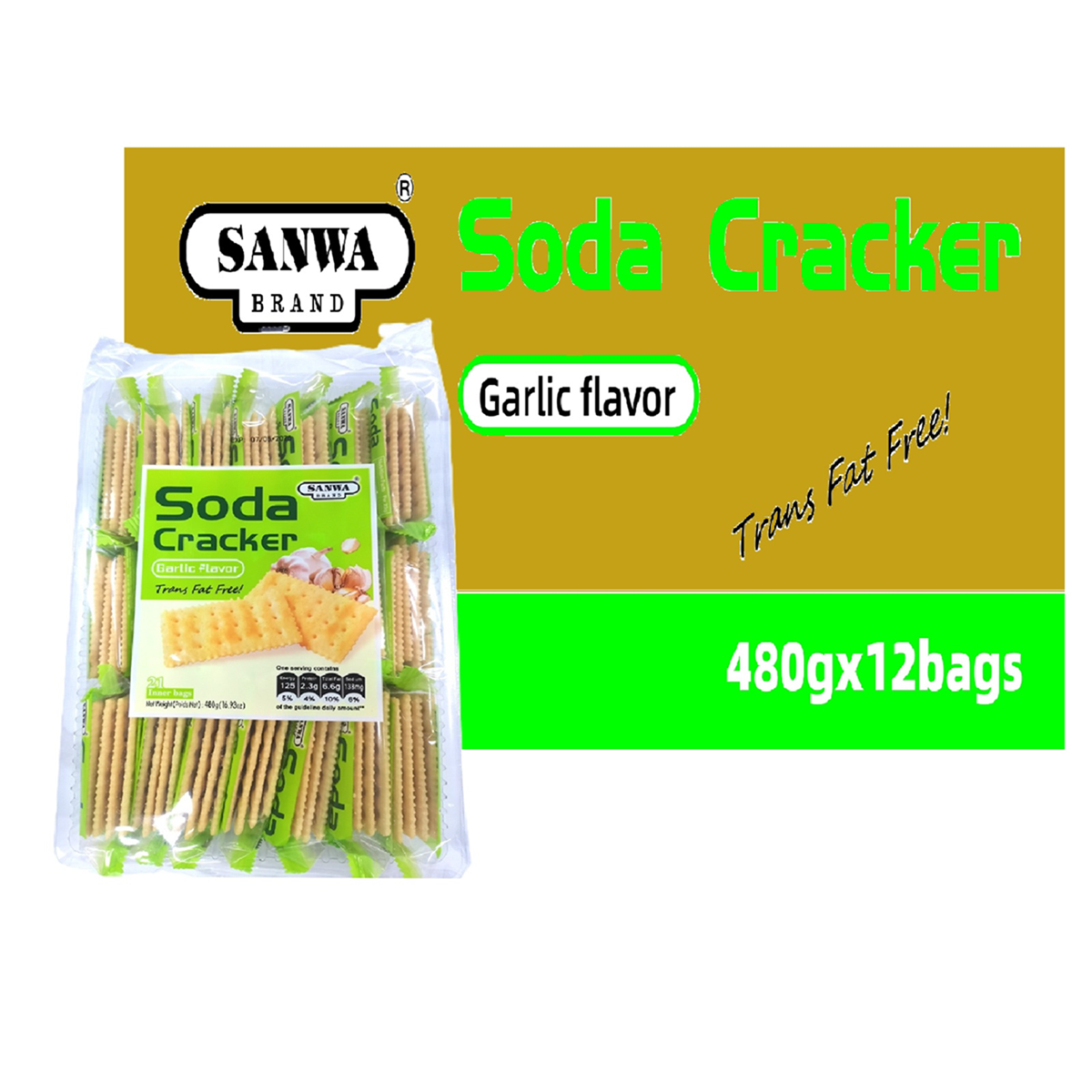 Sanwa Soda Cracker (Garlic) - Carton