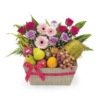Hummings.com Fruits & Flowers Basket - Fruits Haven (KFF963)