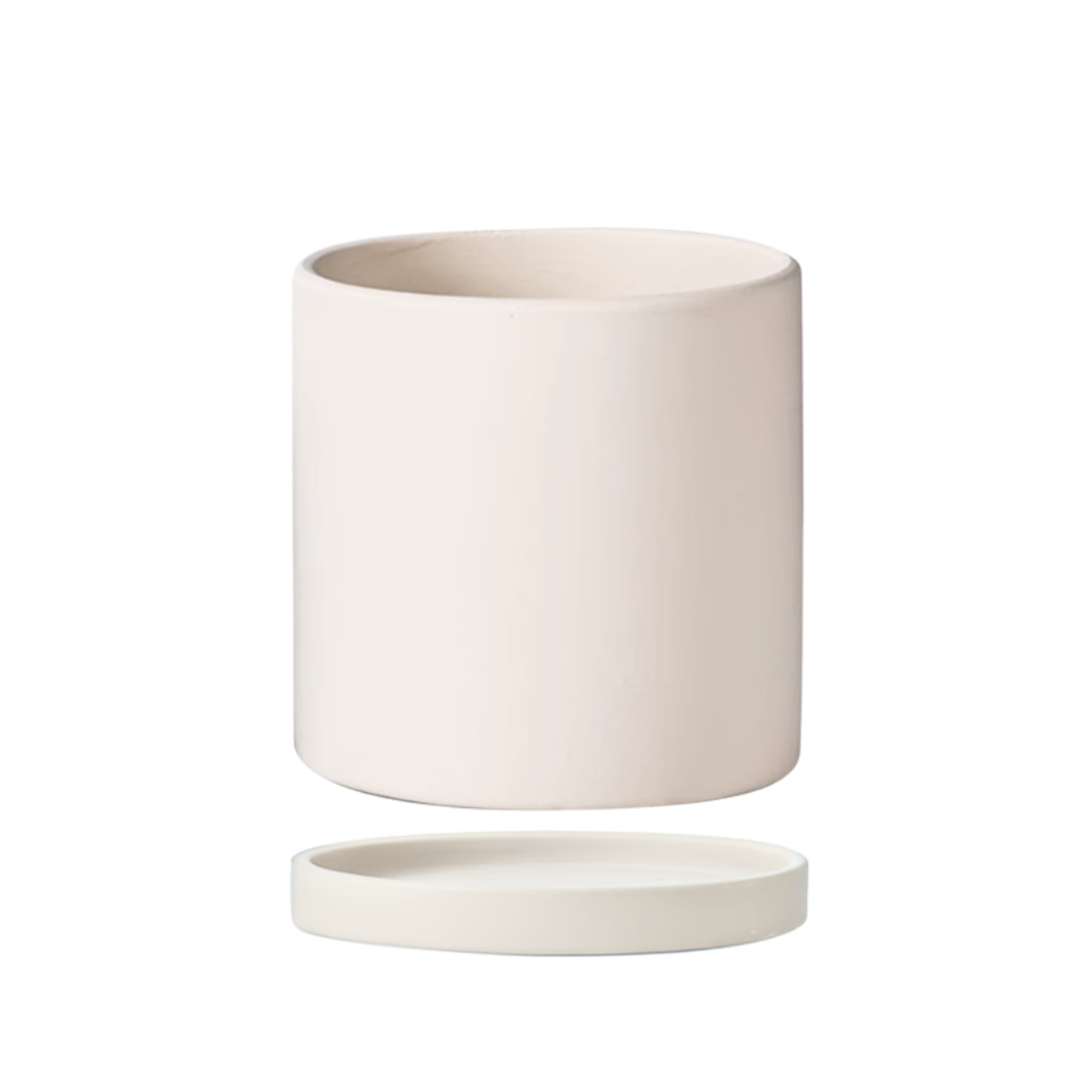 JM Flower Matte Ceramic Pot with Saucer - Cream S