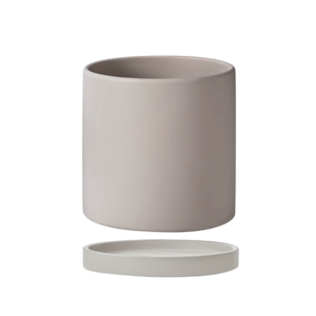 JM Flower Matte Ceramic Pot with Saucer - Grey M