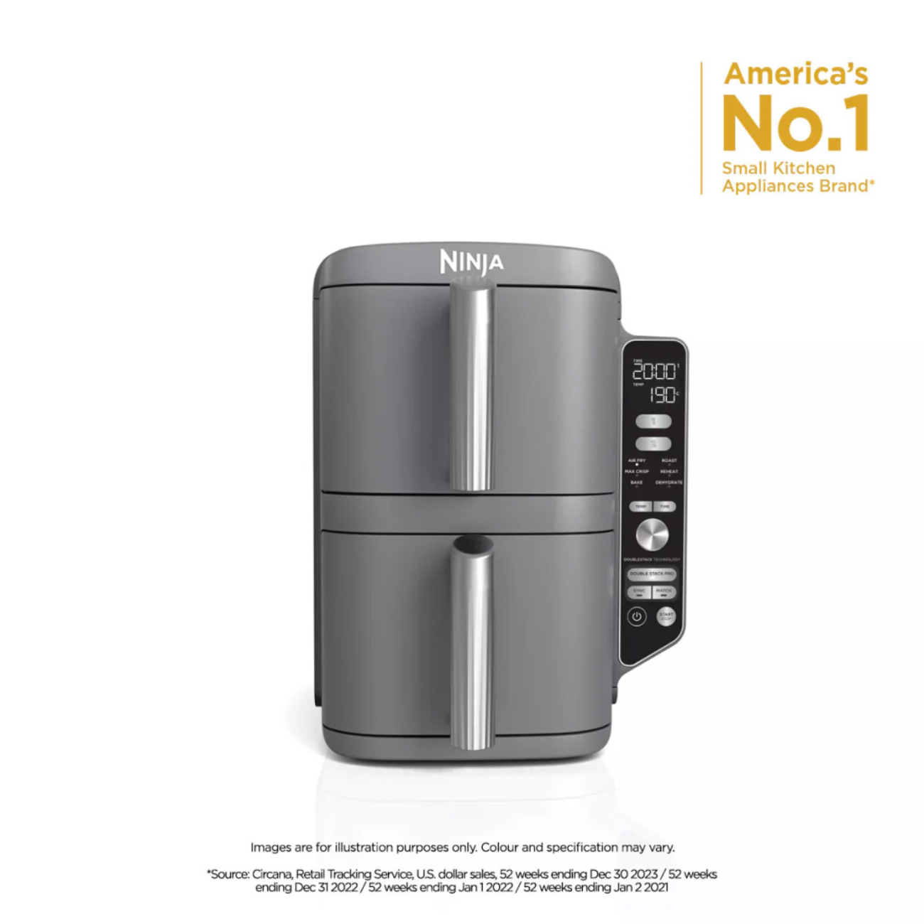 Ninja Double Stack XL 9.5L Air Fryer - Grey (SL400)