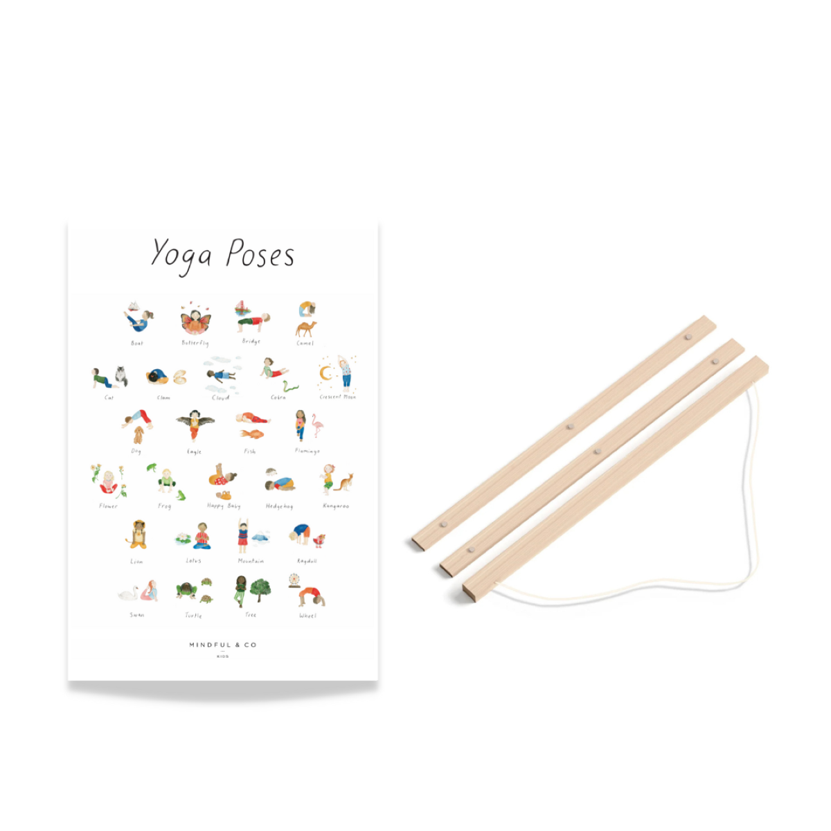 Mindful & Co. Kids Moves Bundle-Yoga Post Print& WoodenHanger
