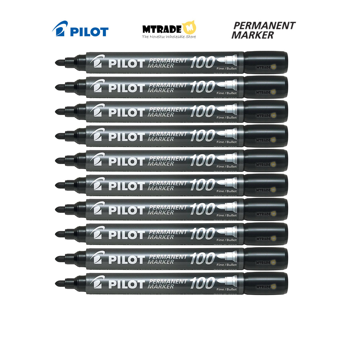 Pentel N50 Peranent Arker Bullet Tip 2.2 Line, Black Ink (Pack Of