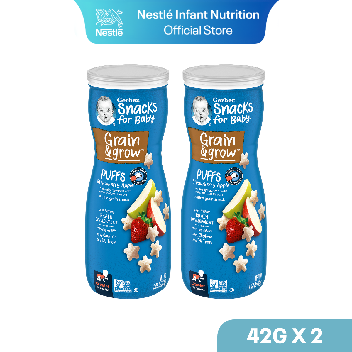 Gerber Puffs - Strawberry, Apple - From 8 Months Gerber Puffs - Strawberry, Apple - From 8 Months