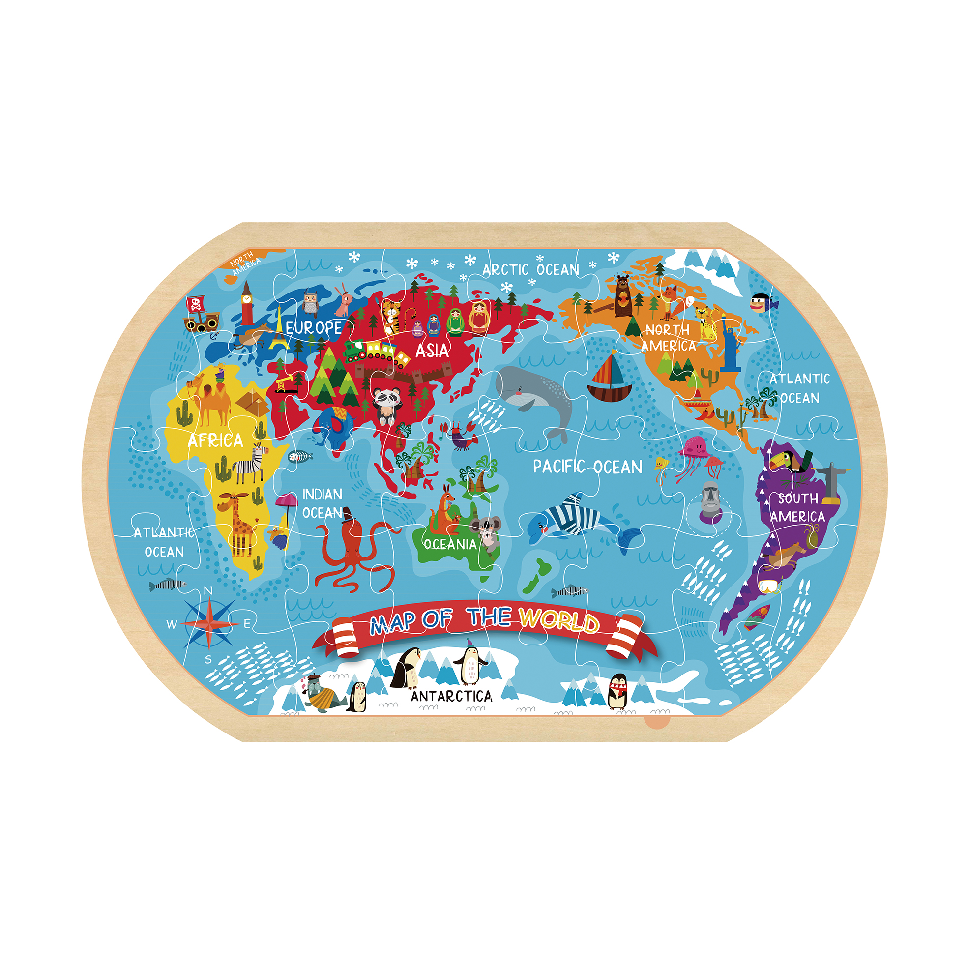 Tookytoy Educative Wooden World Map Puzzle Toy | NTUC FairPrice
