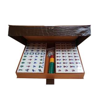 JIJI.SG GOLD Mahjong Tiles Set, Leather Case
