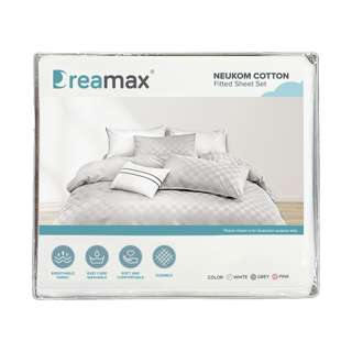 DREAMAX NEUKOM Cotton Fitted Sheet Set - Queen (White) DREAMAX NEUKOM Cotton Fitted Sheet Set - Queen (White)
