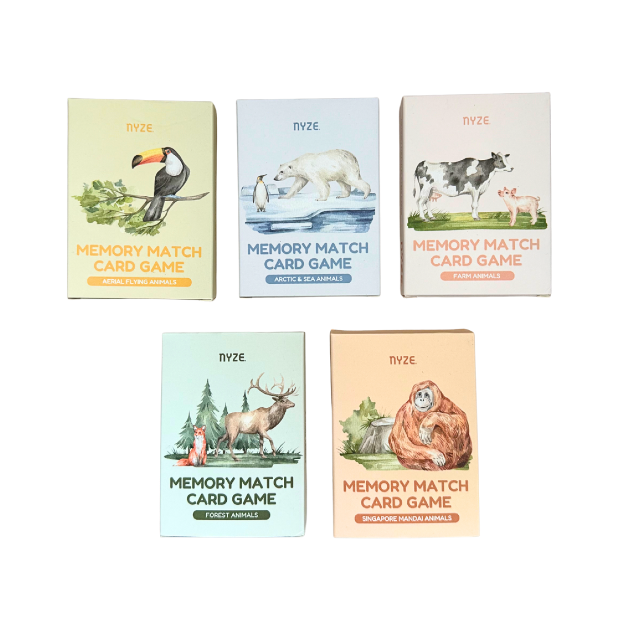NYZE Animals Memory Match Kids Educational Cards(Bundle of 5) NYZE Animals Memory Match Kids Educational Cards(Bundle of 5)