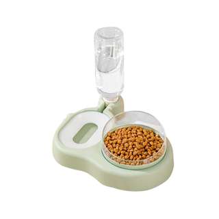 Sweet Home Pet Water Dispensers With Food Bowl - Green