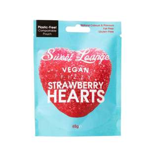 Sweet Lounge Vegan Fizzy Strawberry Hearts Sweet Lounge Vegan Fizzy Strawberry Hearts