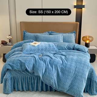 Sweet Home Houndstooth Flannel Fleece Blanket- Blue SS