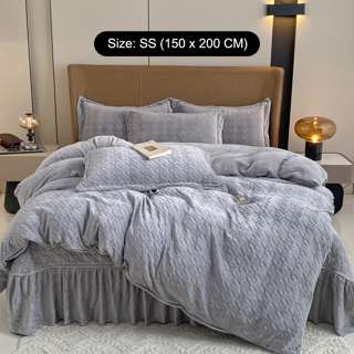 Sweet Home Houndstooth Flannel Fleece Blanket- Grey SS