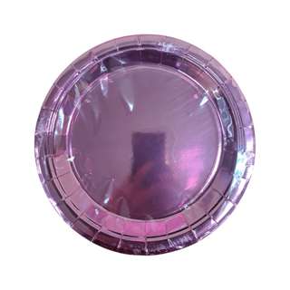 Partyforte Tableware Metallic Foil Paper Plate - Pink (9")