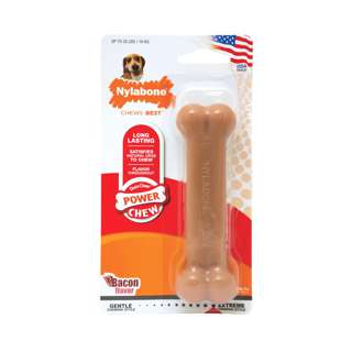 Nylabone Power Chew Durable Bacon Dog Chew Toy Wolf Nylabone Power Chew Durable Bacon Dog Chew Toy Wolf
