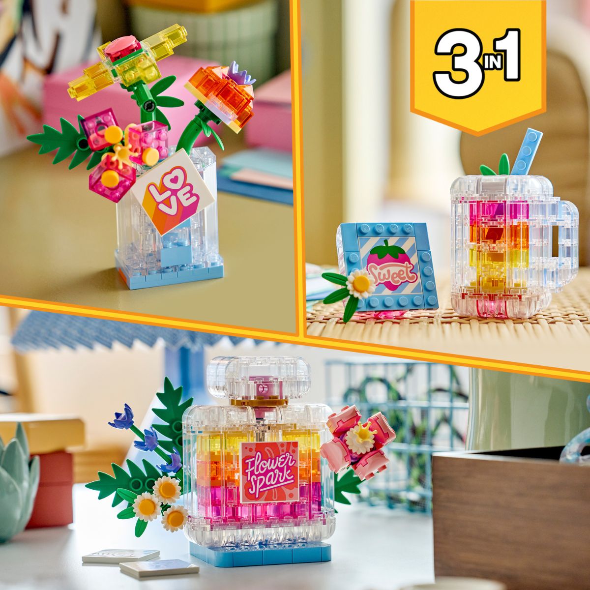 ドイツブルーメンキンダー春　フラワーチルドレン　 3体セット LEGO 31383 Creator Floral Decor Perfume Bottle | NTUC FairPrice