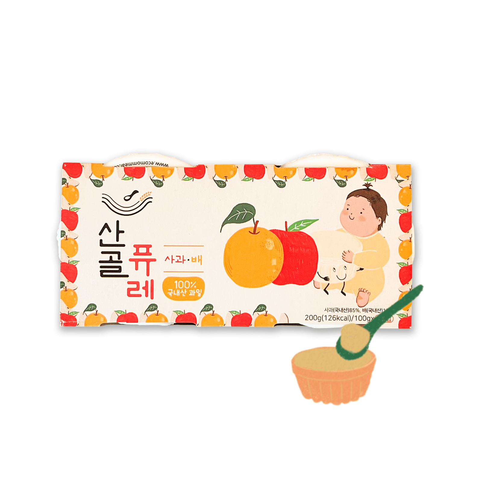 Ecomommeal Real Fruit Puree - Apple & Korean Pear
