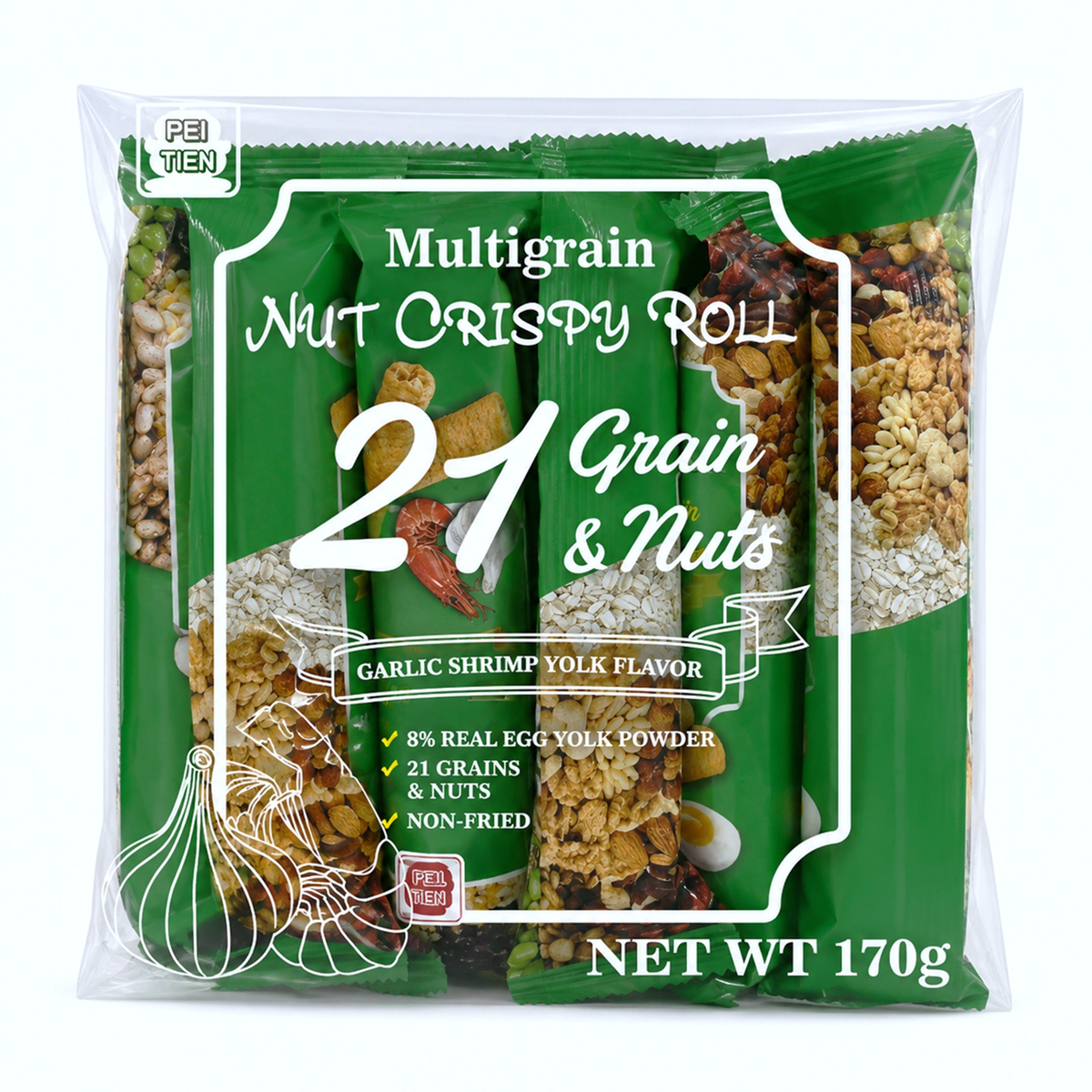 Peitien Multigrain Nut Crispy Roll -Garlic Shrimp Yolk Flavor