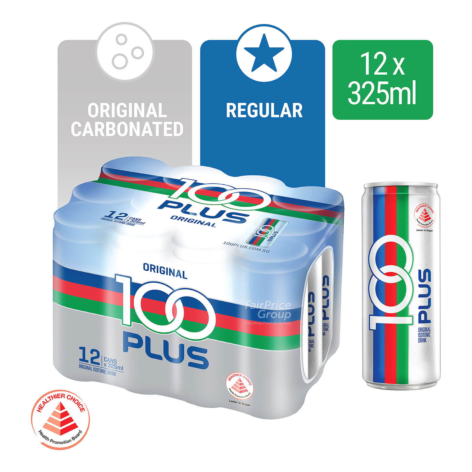 100 Plus Isotonic Can Drink - Original | NTUC FairPrice