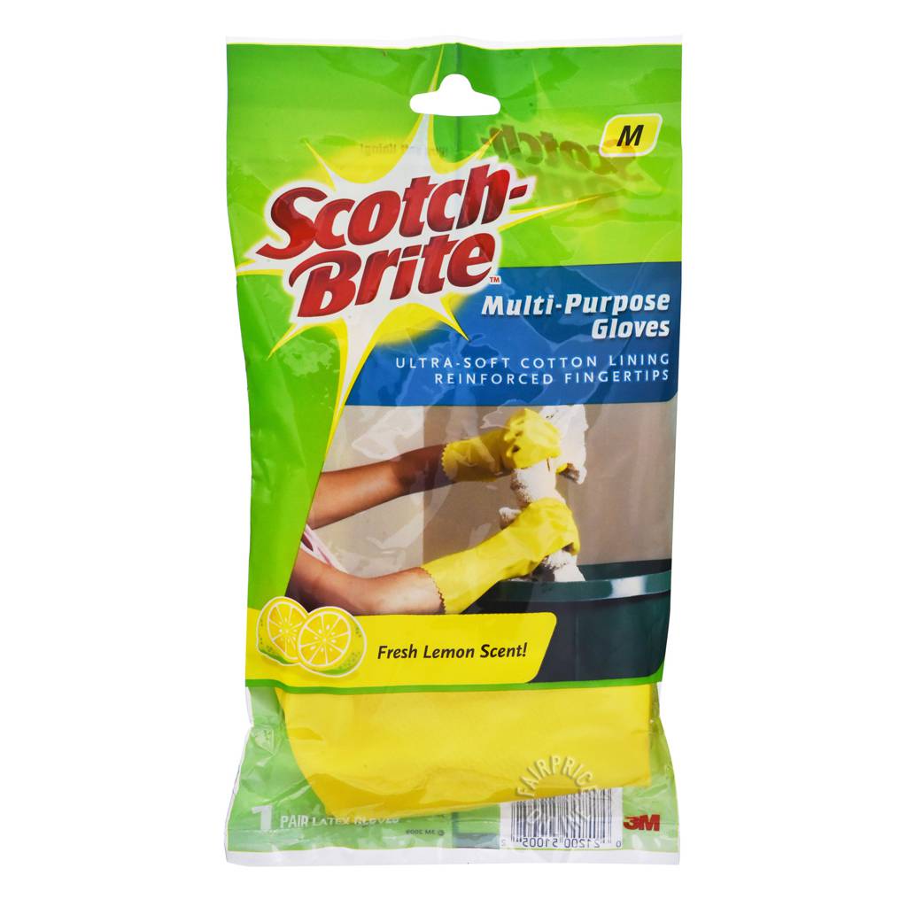 3M ScotchBrite MultiPurpose Gloves Fresh Lemon (M) NTUC FairPrice