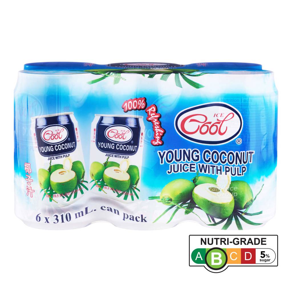 Ice Cool Young Coconut Can Juice Pulp NTUC FairPrice