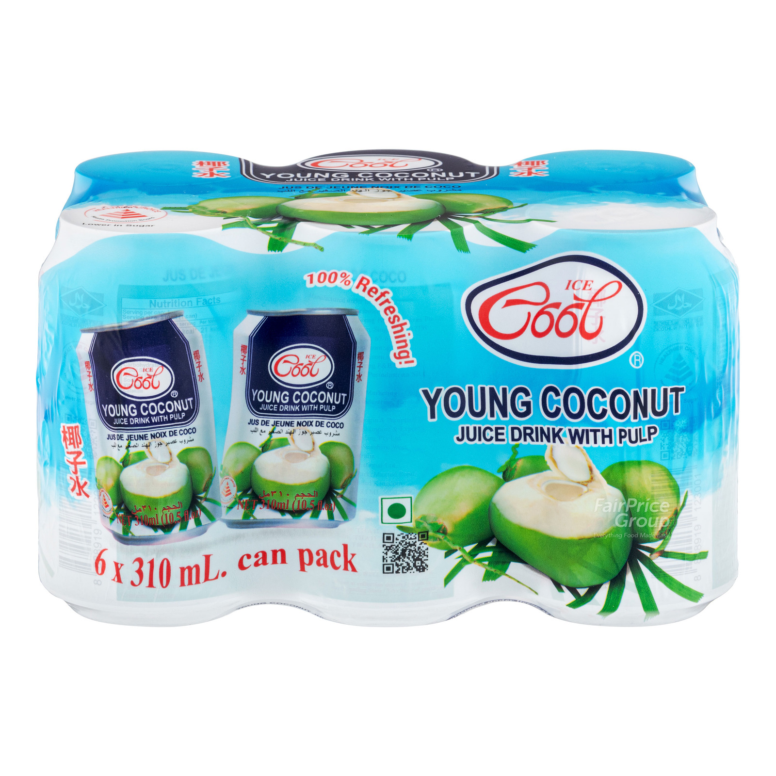 Ice Cool Young Coconut Can Juice Pulp NTUC FairPrice