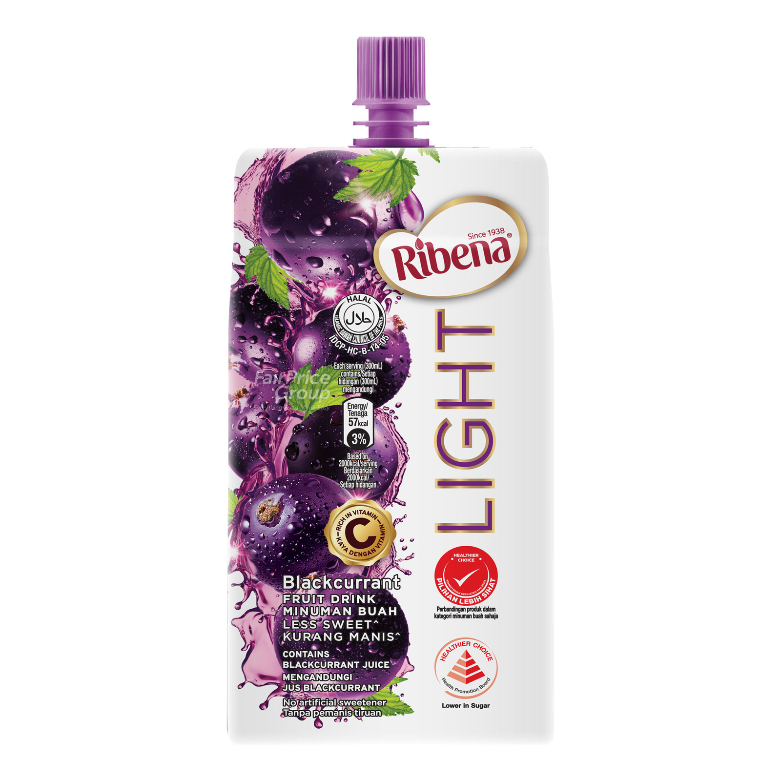 Ribena Blackcurrant Fruit Packet Drink Less Sweet NTUC FairPrice