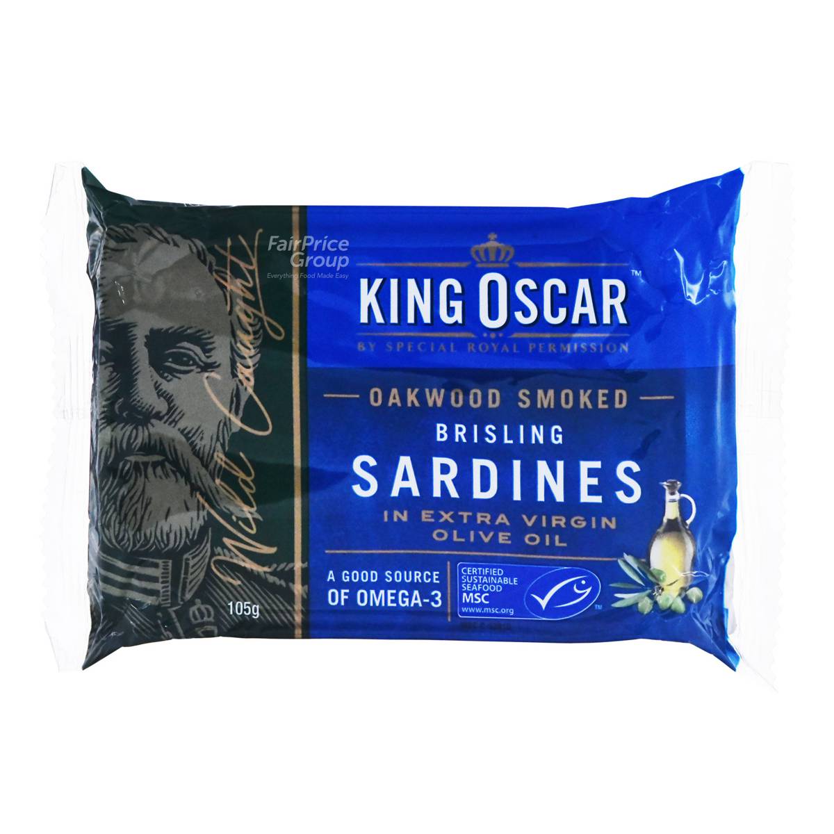 King Oscar Brisling Sardines in Extra Virgin Olive Oil NTUC FairPrice