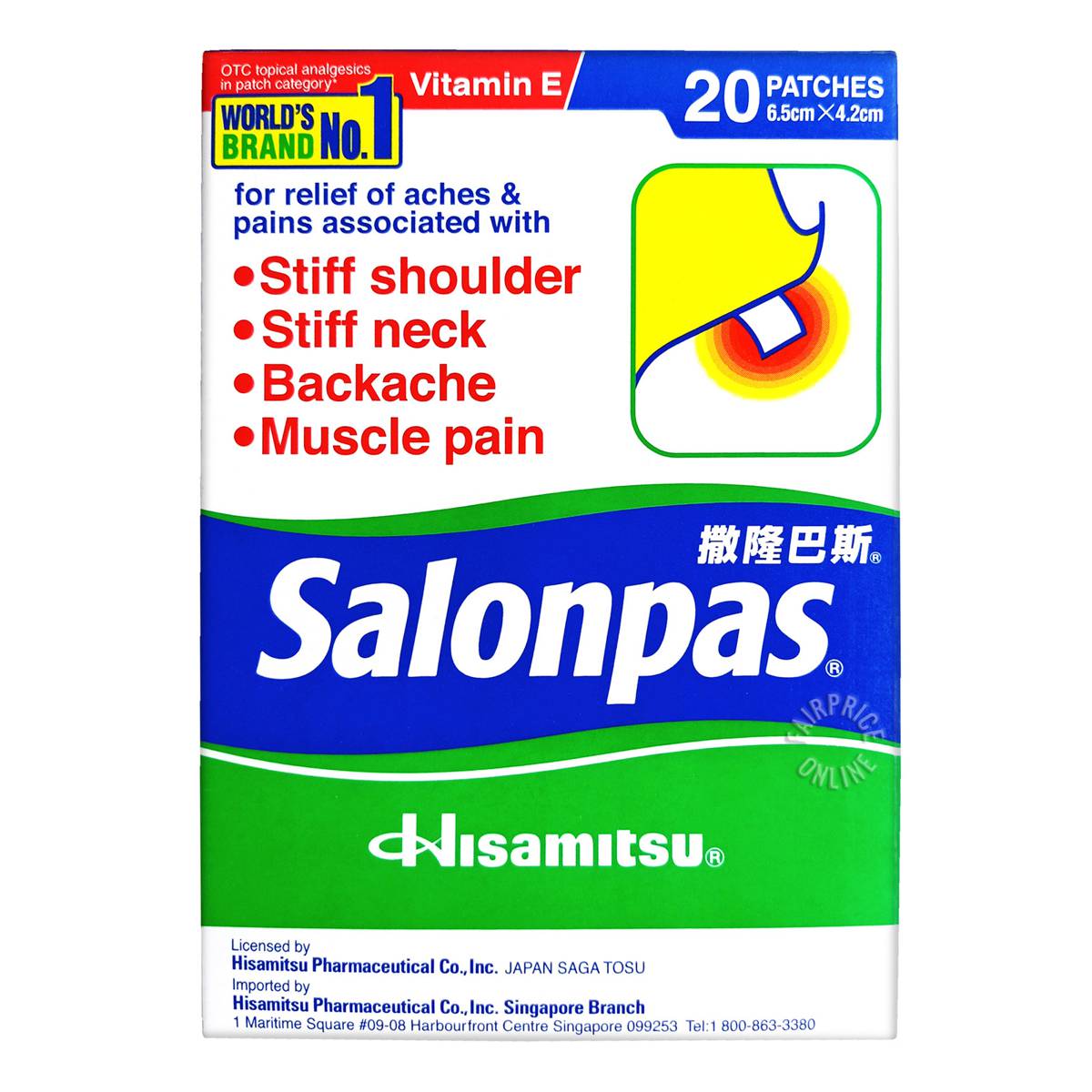 Salonpas Pain Relief Patch (6 5cm x 4 2cm) NTUC FairPrice