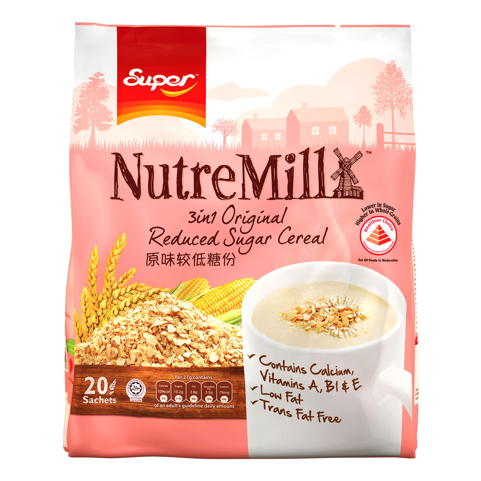 Super NutreMill 3 in 1 Instant Cereal Drink - Less Sugar