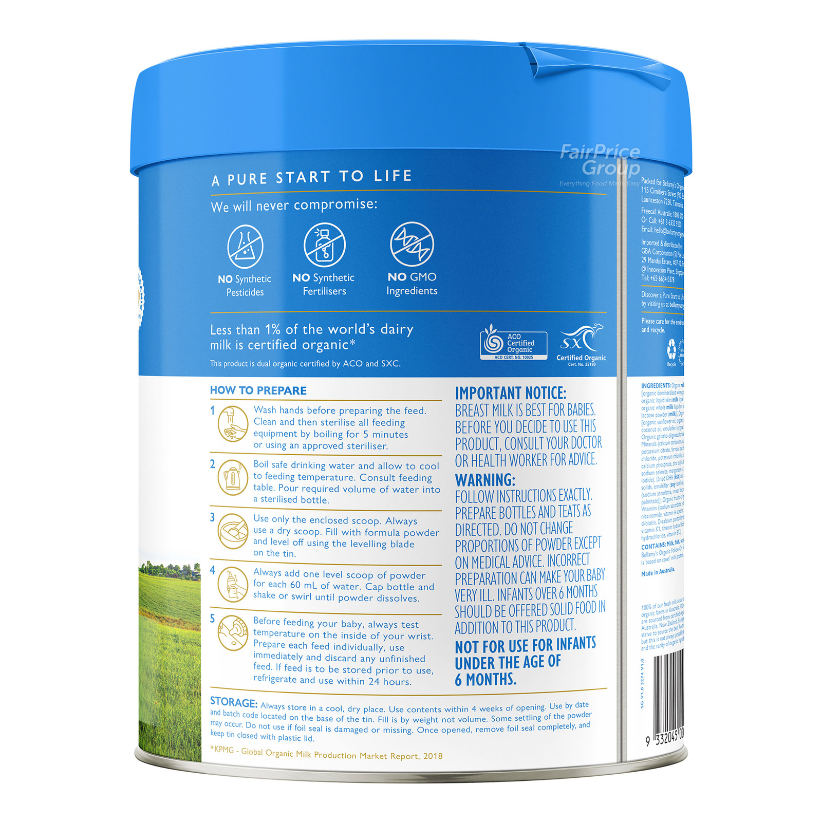 Bellamy's Organic Follow On Milk Formula - Step 2 | NTUC FairPrice