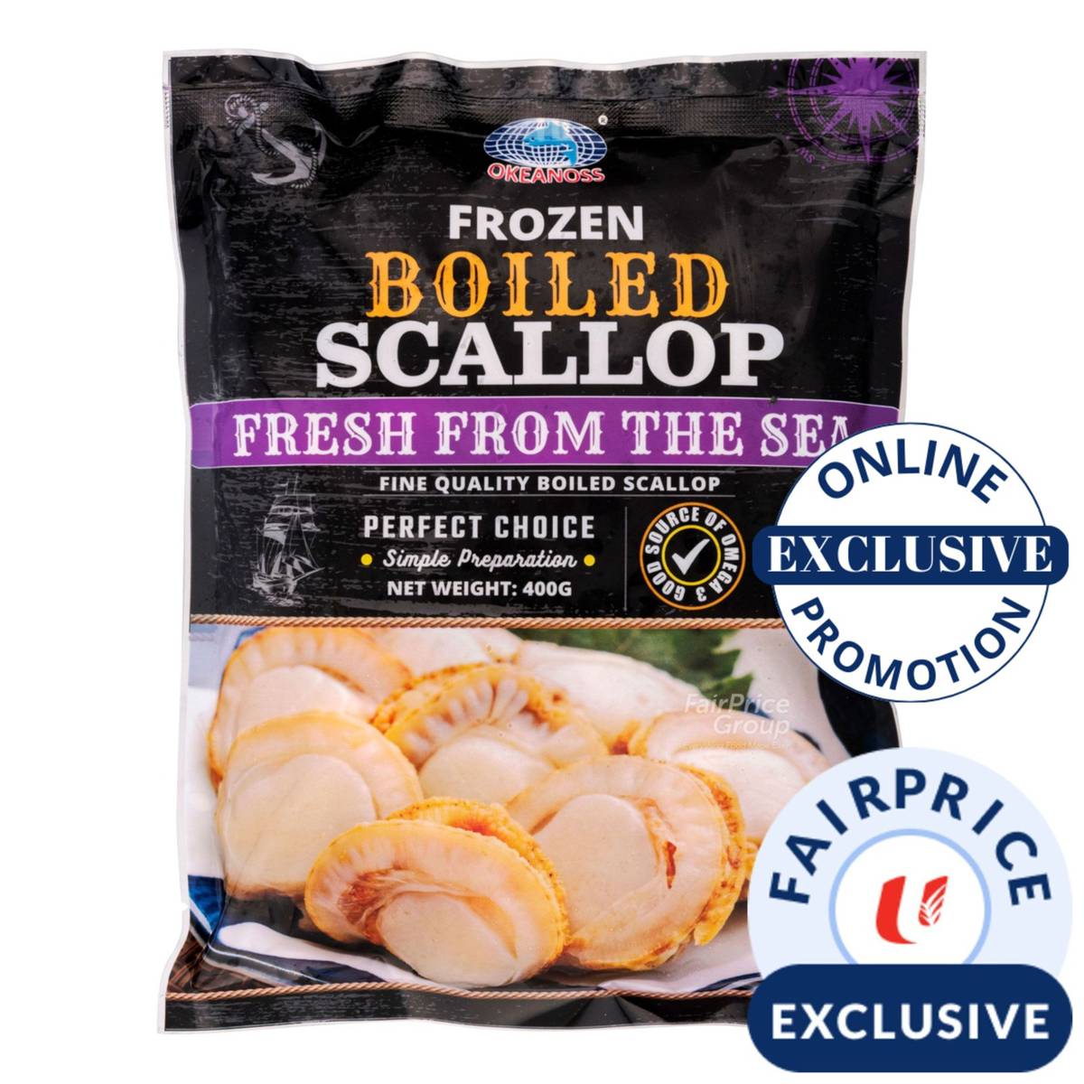 Okeanoss Frozen Boiled Scallop NTUC FairPrice