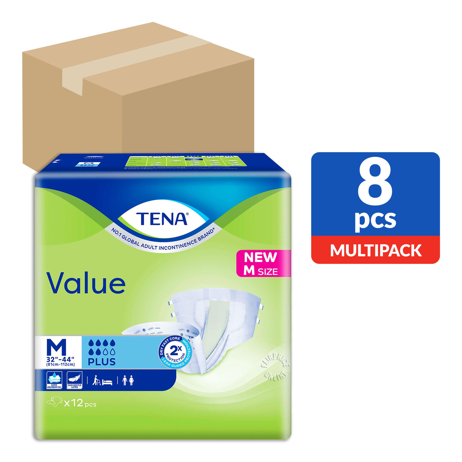 TENA Value Unisex Adult Diapers - M (81-112cm)
