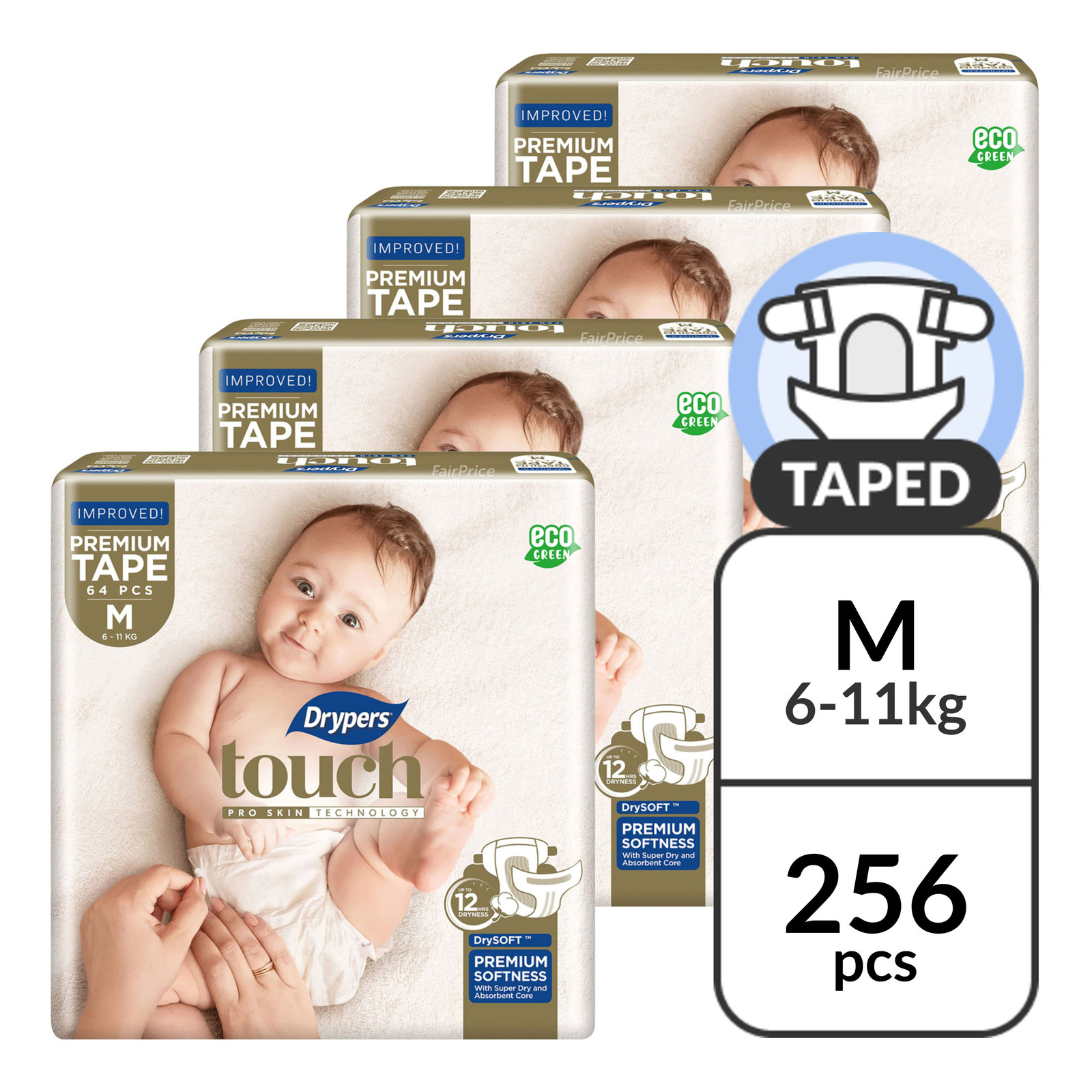 Drypers Touch Diapers - M (6 - 11kg)