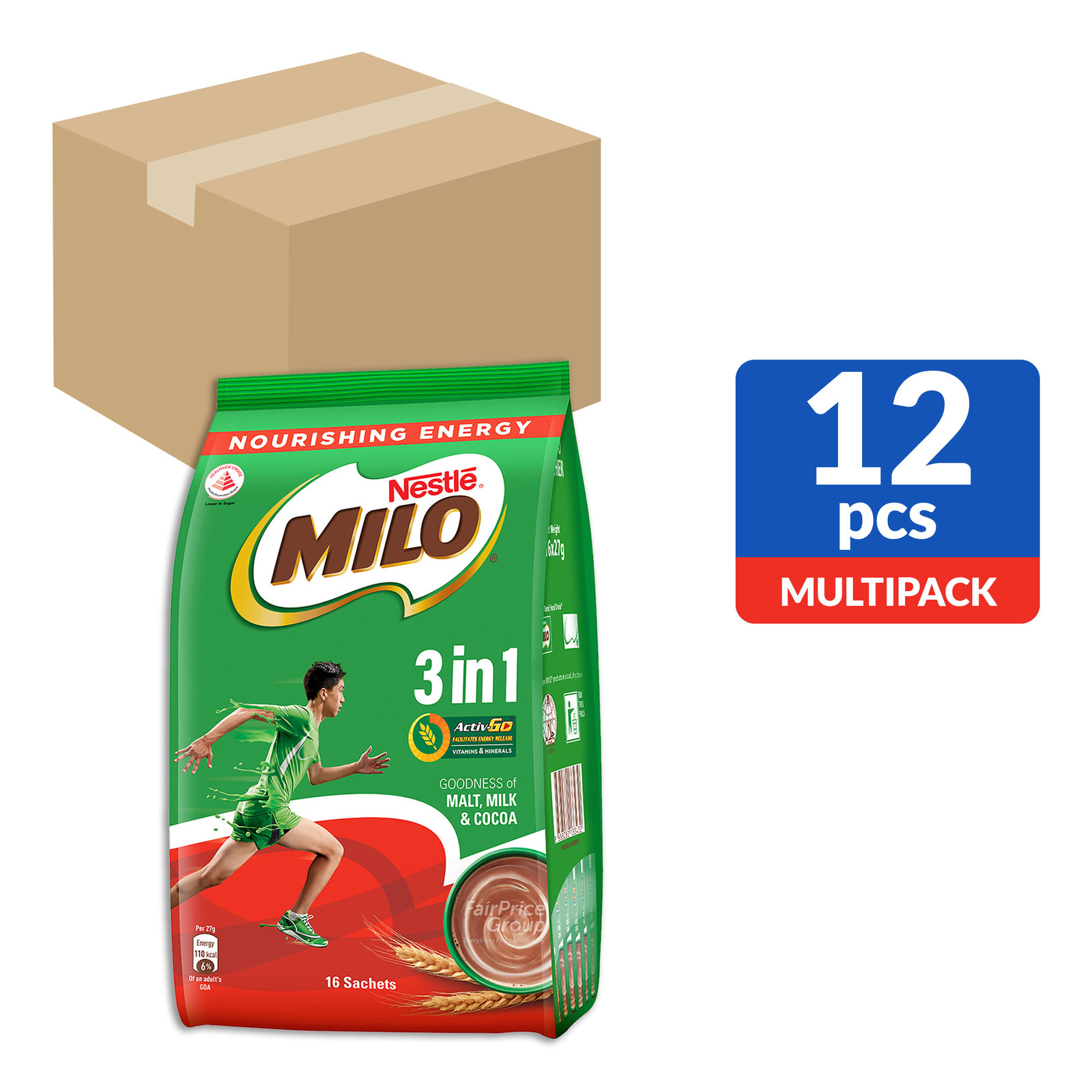 Milo 3 in 1 Instant Chocolate Malt Drink - Regular