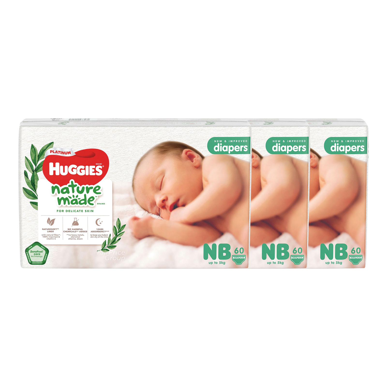 Huggies Baby Platinum Naturemade Tape Diapers Newborn (05kg) NTUC FairPrice