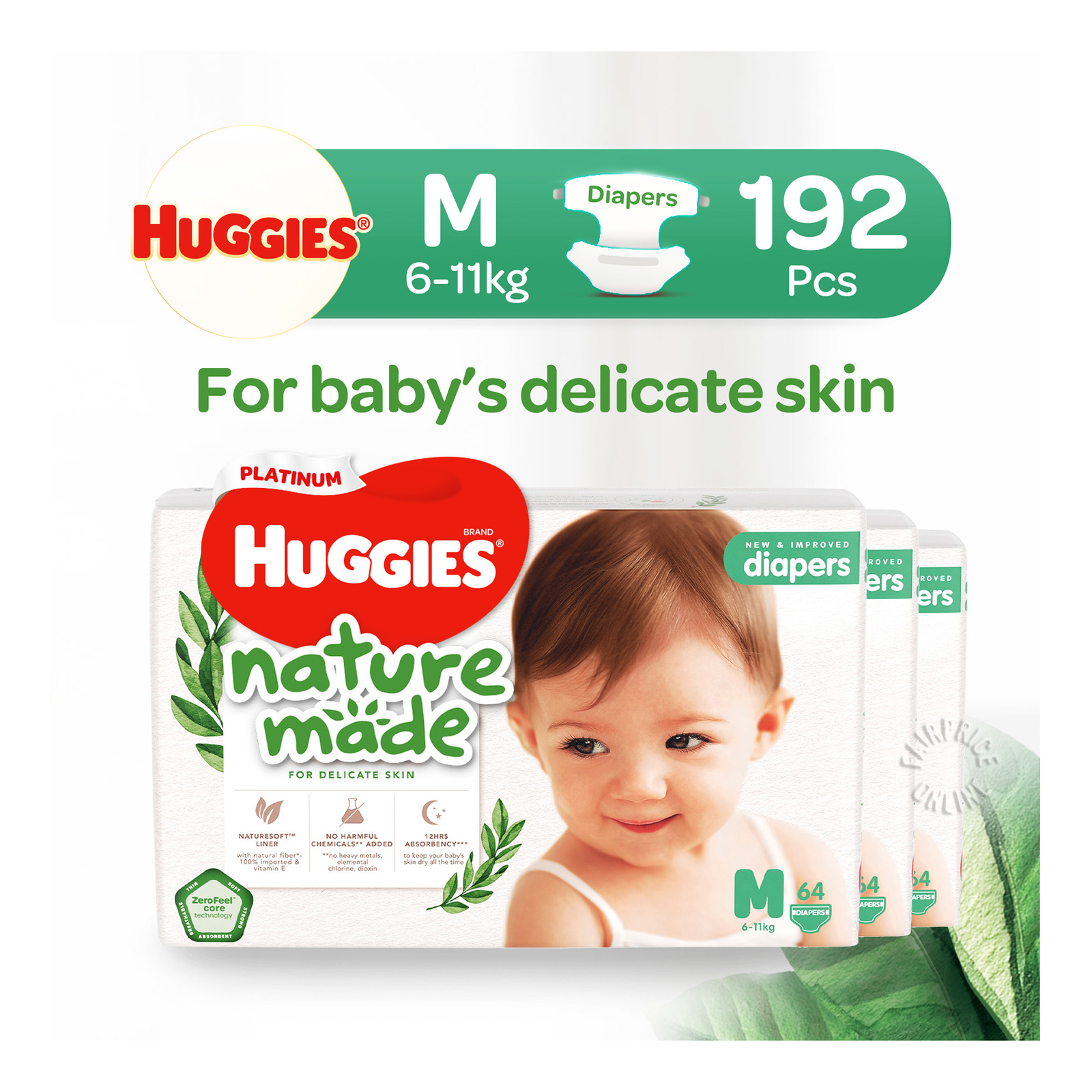Huggies Platinum Diapers - M (6 - 11kg)