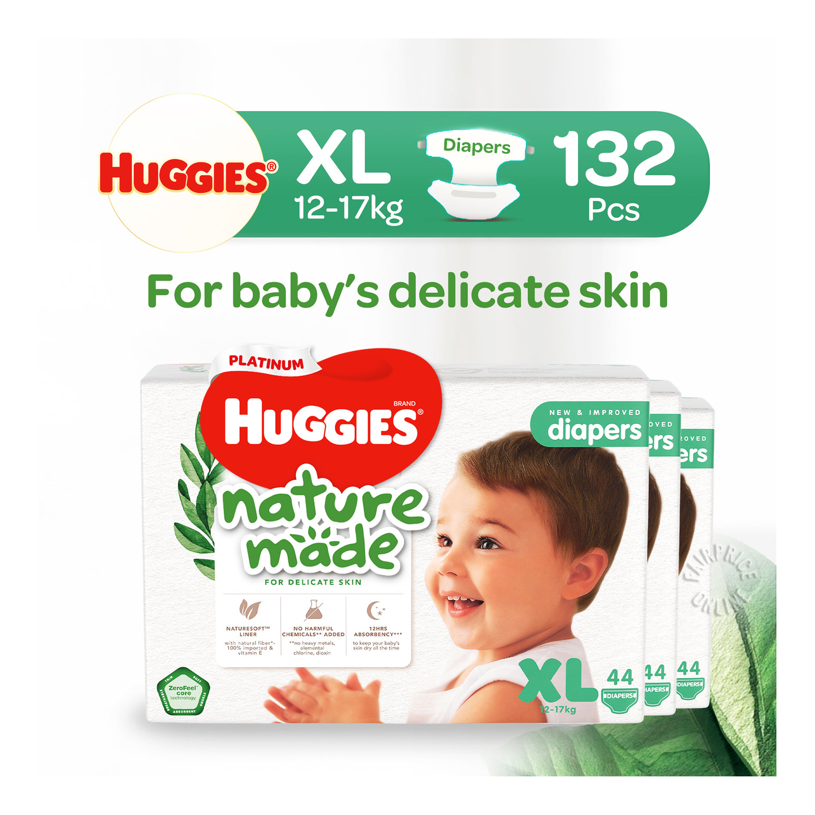 Huggies Platinum Diapers - XL (12 - 17kg)