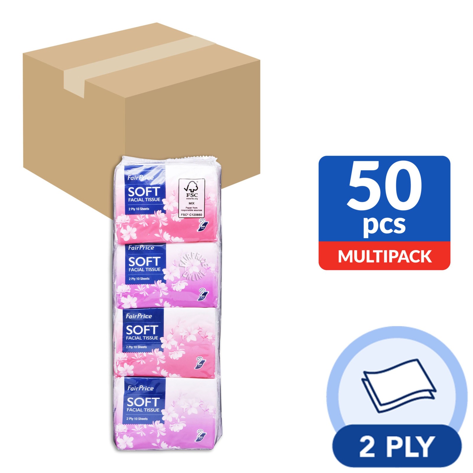 FairPrice Soft White Facial Tissues Packet NTUC FairPrice