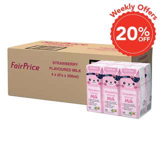 FairPrice UHT Kids Flavoured Packet Milk - Strawberry