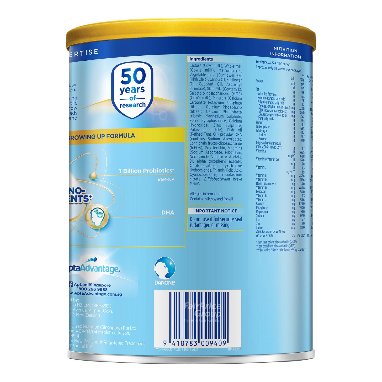 【新品未開封】Aptamil Gold+ 1 　900g　アプタミル Nutricia - Aptamil Gold+ 1 Premium Infant Formula 0-6 Months