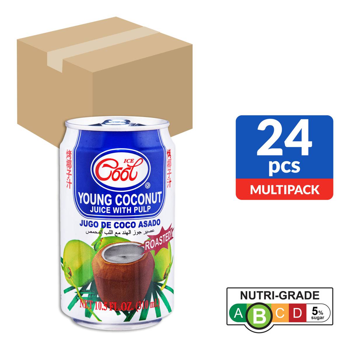 Ice Cool Young Coconut Can Juice Pulp (Roasted) NTUC FairPrice