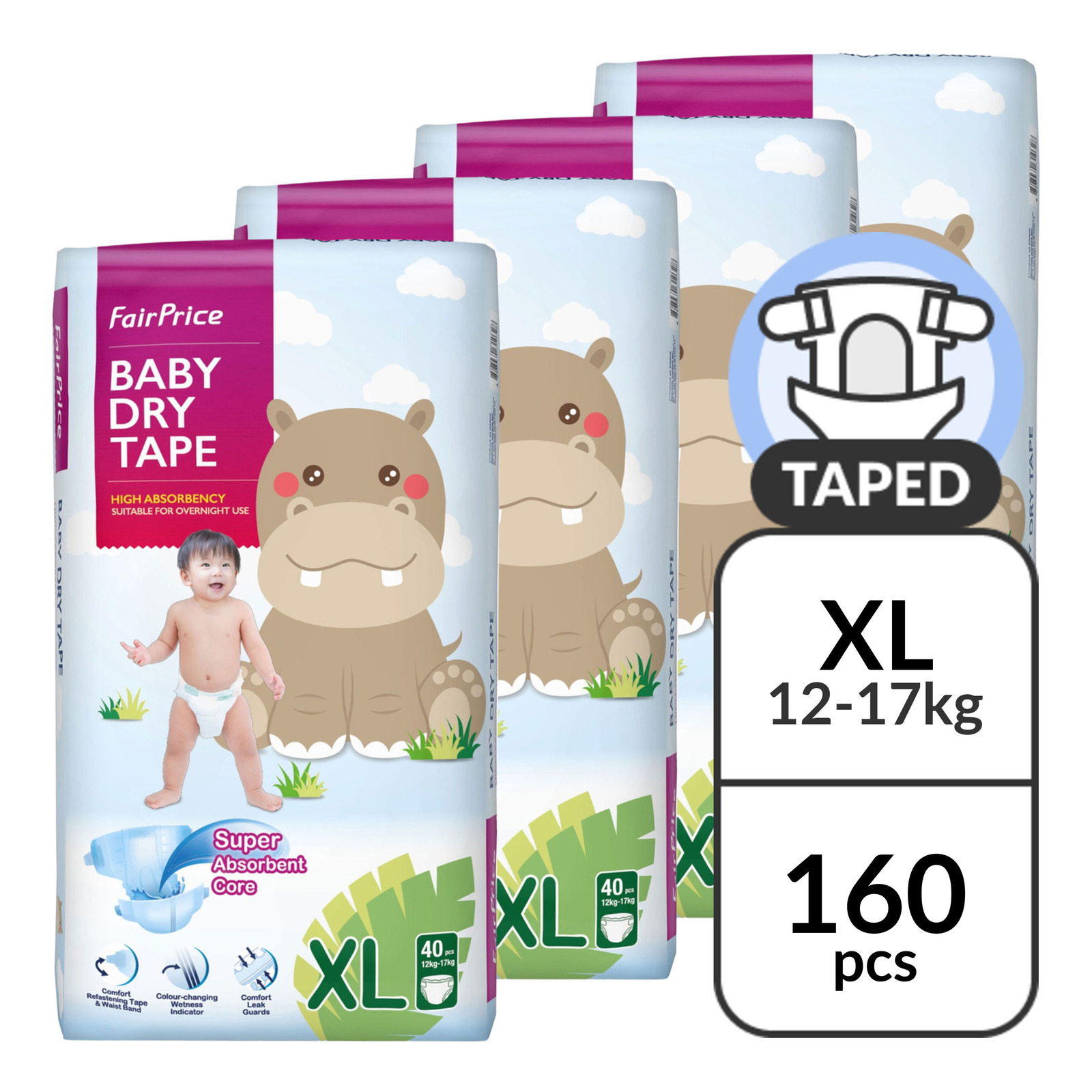 Fairprice Baby Extra Dry Skin Taped Diapers - XL