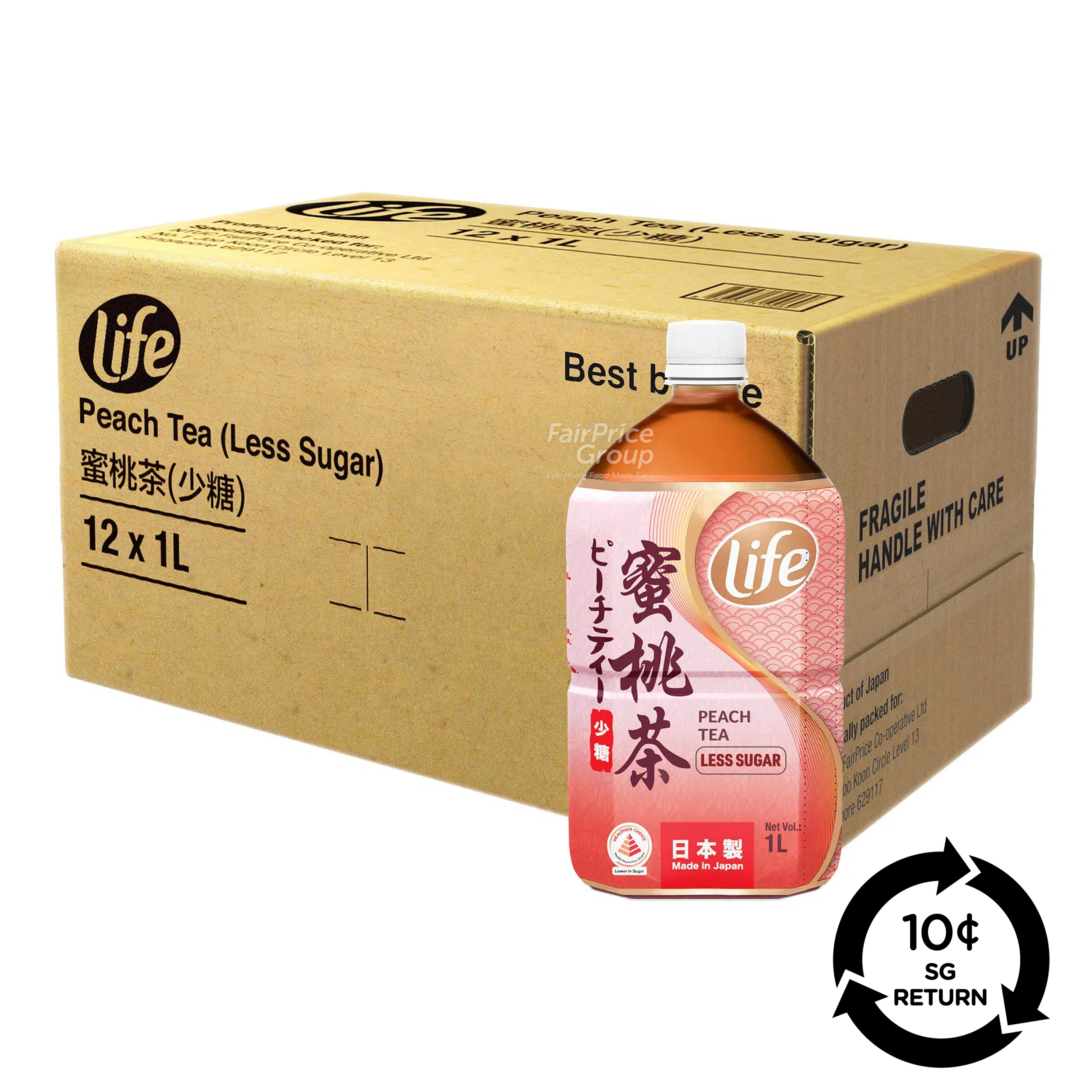 BCRS] Life Peach Tea Bottle Drink - Less Sugar | NTUC FairPrice
