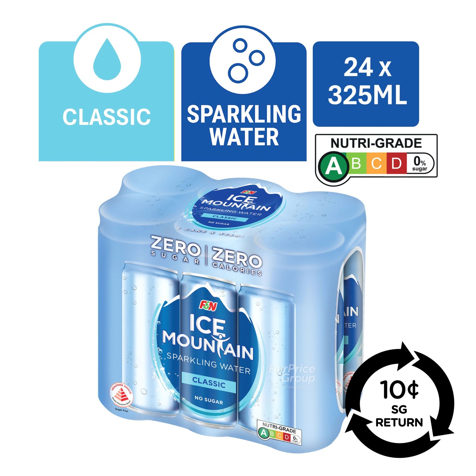 [BCRS] F & N Ice Mountain Sparkling Can Water - Classic