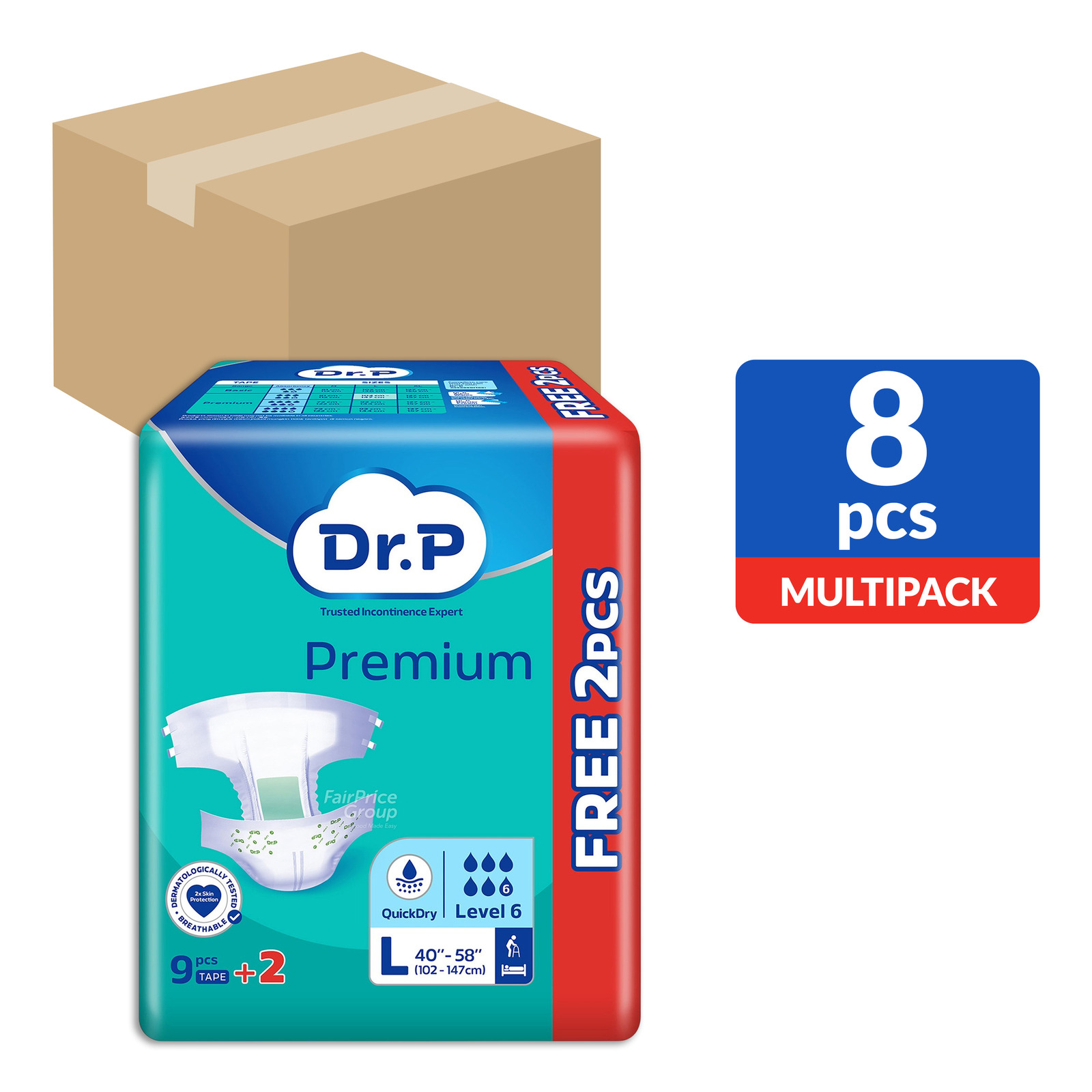 Dr P Premium Adult Diapers Tape - Lv6 (L)