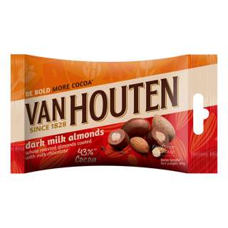 Van Houten Dark Milk Chocolate Pouch Bag - Almonds