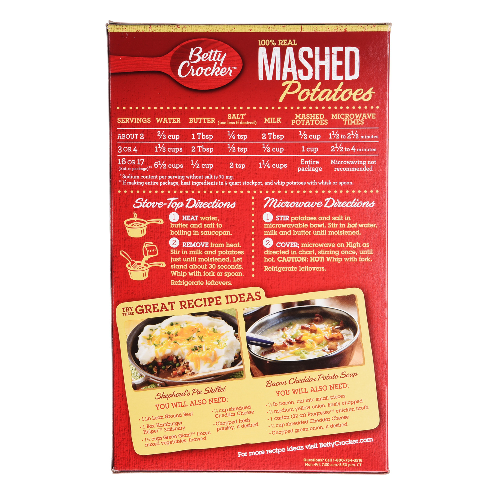 Betty Crocker Instant Mashed Potatoes Directions TwoCheese and