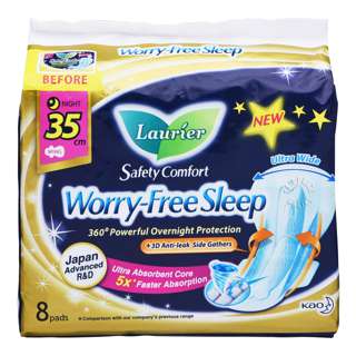 Laurier Worry-Free Sleep Gathers Night Pads - 35cm